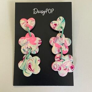DaisyPOP tie dye Polymer Clay Flower Earrings - brand new & handmade